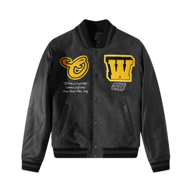 Off-White Vars Cat Leather Jacket 'Black/Yellow'
