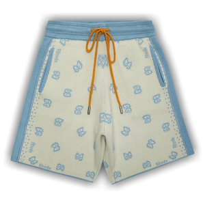 Rhude Banco Knit Short 'Stone Blue/Ivory'