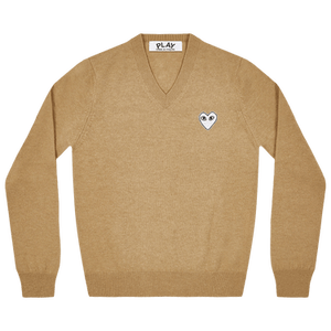 Comme des Garçons PLAY Heart V Neck Sweater 'Camel'