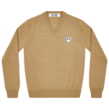 Comme des Garçons PLAY Heart V Neck Sweater 'Camel'