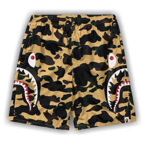 BAPE 1St Camo Side Shark Beach Shorts 'Yellow'