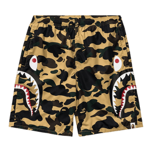 BAPE 1St Camo Side Shark Beach Shorts 'Yellow'