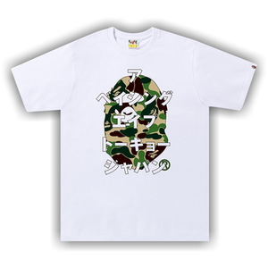 BAPE ABC Camo Japanese Letters Tee 'White/Green'