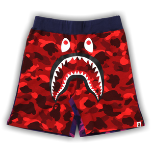 BAPE Crazy Camo Shark Sweat Shorts 'Red'