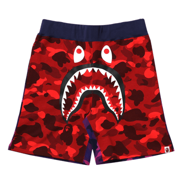BAPE Crazy Camo Shark Sweat Shorts 'Red'
