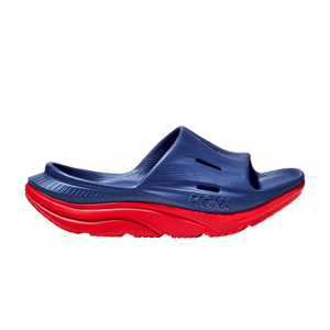 HOKA Ora Recovery Slide 3 'Bellwether Blue Red Alert'
