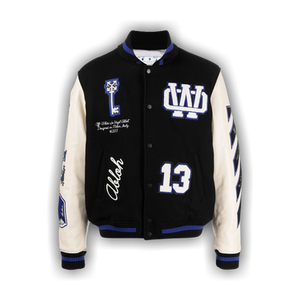 Off-White Patch Detail Bomber Jacket 'Black/Blue'
