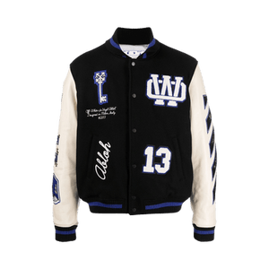 Off-White Patch Detail Bomber Jacket 'Black/Blue'