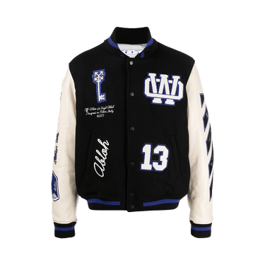 Off-White Patch Detail Bomber Jacket 'Black/Blue'