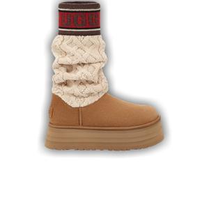 UGG Wmns Classic Sweater Letter Boot 'Chestnut'