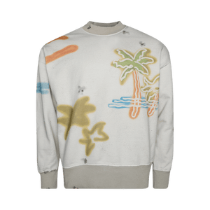 Palm Angels Neon Palm Crew Sweatshirt 'Off White/Multicolor'