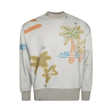 Palm Angels Neon Palm Crew Sweatshirt 'Off White/Multicolor'
