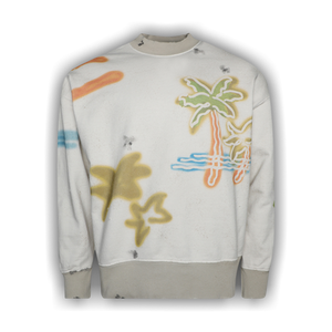 Palm Angels Neon Palm Crew Sweatshirt 'Off White/Multicolor'