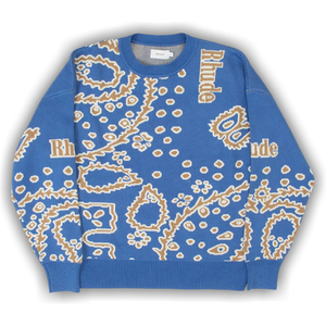 Rhude Bandana Knit Crewneck 'Light Blue/Tan/Creme'