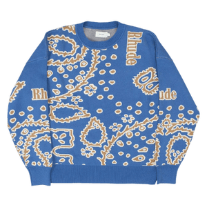 Rhude Bandana Knit Crewneck 'Light Blue/Tan/Creme'