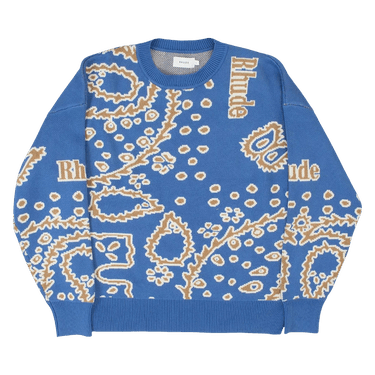 Rhude Bandana Knit Crewneck 'Light Blue/Tan/Creme'