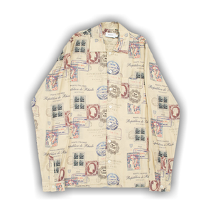 Rhude Passport Stamp Print Shirt 'Beige/Multicolor'