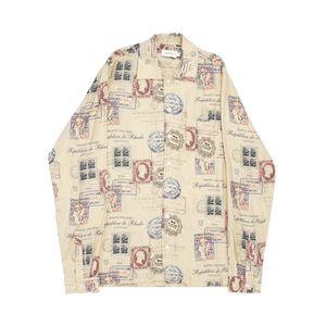 Rhude Passport Stamp Print Shirt 'Beige/Multicolor'