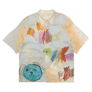 Off-White Cartoon Satin Short-Sleeve Shirt 'Beige/Multicolor'