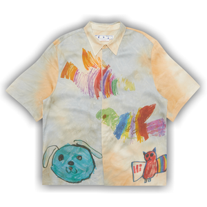Off-White Cartoon Satin Short-Sleeve Shirt 'Beige/Multicolor'