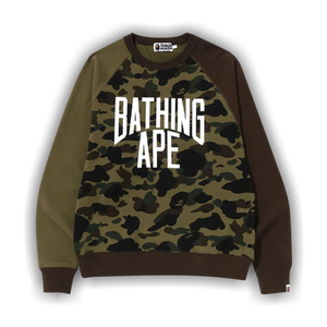 BAPE 1st Camo Crazy Bathing Ape Relaxed Fit Crewneck 'Green'