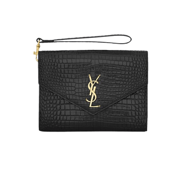 Saint Laurent Logo Plaque Clutch Bag 'Black'