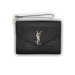 Saint Laurent Logo Plaque Clutch Bag 'Black'