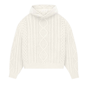 Fear of God Essentials Cable Knit Hoodie 'Cloud Dancer'
