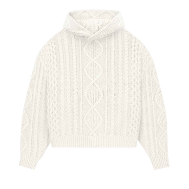 Fear of God Essentials Cable Knit Hoodie 'Cloud Dancer'
