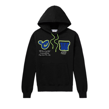 Off-White Varsity Patch Slim Hoodie 'Black/Blue'