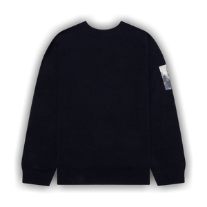 Raf Simons Light Roundneck Hammersleeve Sweater With Patches 'Dark Navy'
