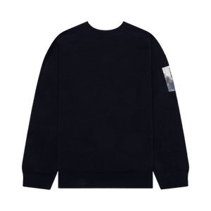 Raf Simons Light Roundneck Hammersleeve Sweater With Patches 'Dark Navy'