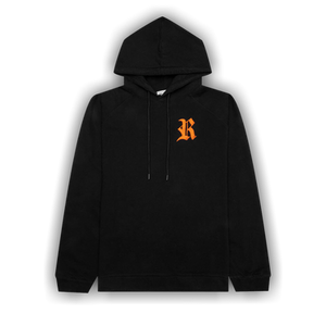 Raf Simons Embroidered R and Patch Hoodie 'Black/Orange'