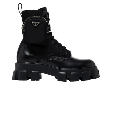 Prada Monolith Brushed Leather and Nylon Boot 'Black'