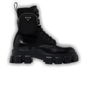 Prada Monolith Brushed Leather and Nylon Boot 'Black'