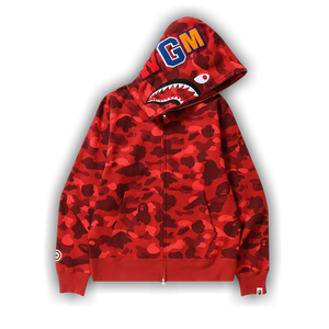 BAPE Color Camo Shark Full Zip Hoodie 'Red'