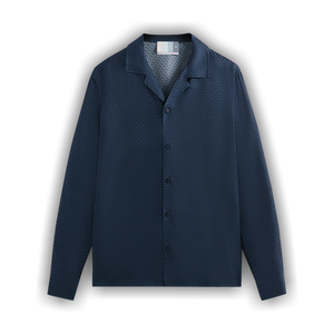 Kith Monogram Silk Long-Sleeve Thompson Camp Collar Shirt 'Nocturnal'