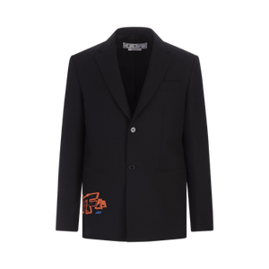 Off-White Graffiti Strap Single Breasted Blazer 'Black/Fluorescent Orange'