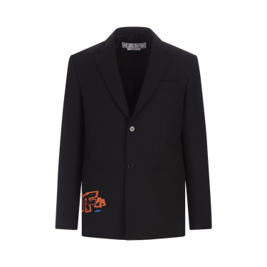 Off-White Graffiti Strap Single Breasted Blazer 'Black/Fluorescent Orange'