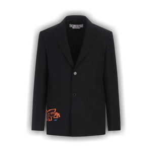 Off-White Graffiti Strap Single Breasted Blazer 'Black/Fluorescent Orange'