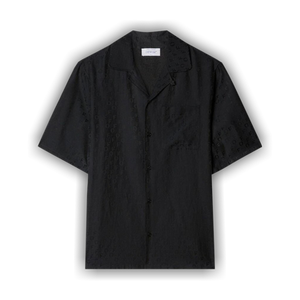 Off-White Logo Jacquard Camp Collar Shirt 'Black'