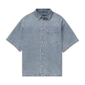 PURPLE BRAND Short-Sleeve Denim Shirt Jacket 'Light Indigo'