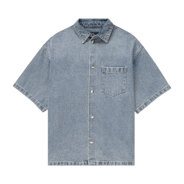 PURPLE BRAND Short-Sleeve Denim Shirt Jacket 'Light Indigo'