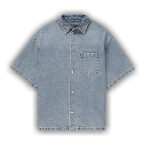 PURPLE BRAND Short-Sleeve Denim Shirt Jacket 'Light Indigo'