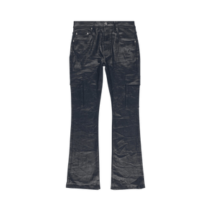 PURPLE BRAND Cargo Flare Jeans 'Black Patent Film'