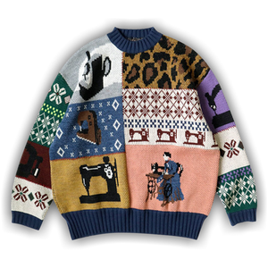 Kapital Kurogane Mishin Patchwork Crew Sweater 'Navy'