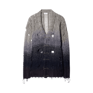 Off-White Distressed Mohair Cardigan 'Light Grey'