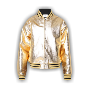 Rhude Metalic Leather Bomber Jacket 'Gold'