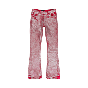 PURPLE BRAND Silver Foil Flare Jeans 'Red'