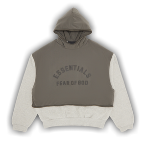 Fear of God Essentials Nylon Fleece Hooded Sweater 'Dark Heather Oatmeal/Ink'